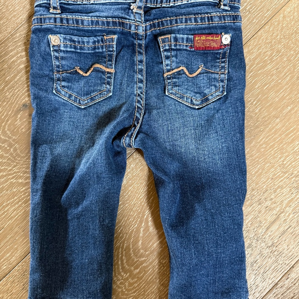 Baby Girl 7 For All Mankind Dark Blue Cropped Jeans Size 3-6 mo